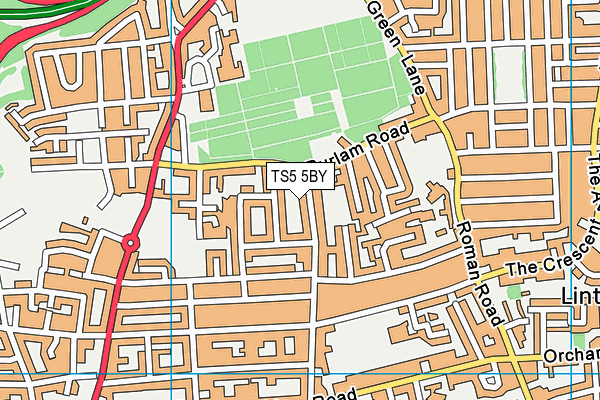 TS5 5BY map - OS VectorMap District (Ordnance Survey)
