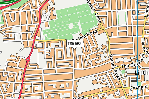 TS5 5BZ map - OS VectorMap District (Ordnance Survey)