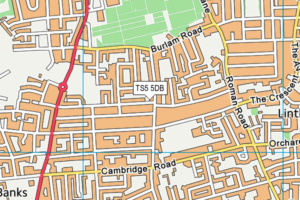 TS5 5DB map - OS VectorMap District (Ordnance Survey)