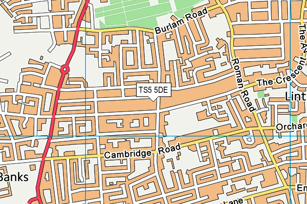 TS5 5DE map - OS VectorMap District (Ordnance Survey)