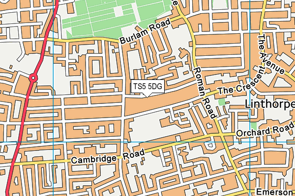 TS5 5DG map - OS VectorMap District (Ordnance Survey)