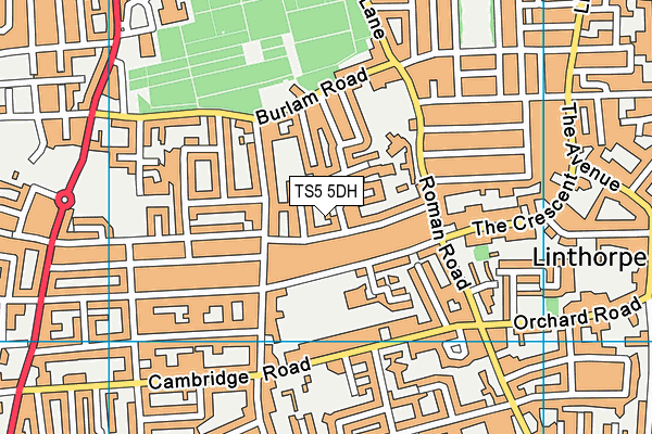 TS5 5DH map - OS VectorMap District (Ordnance Survey)