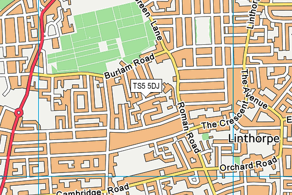 TS5 5DJ map - OS VectorMap District (Ordnance Survey)