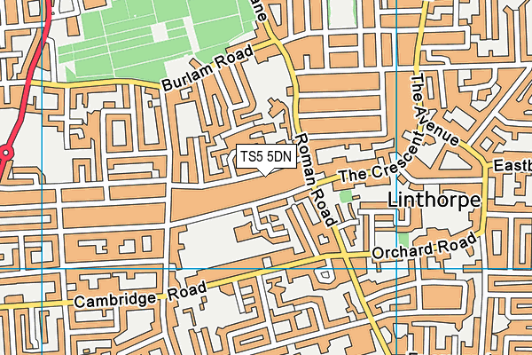 TS5 5DN map - OS VectorMap District (Ordnance Survey)