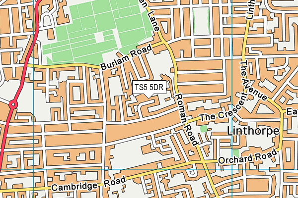 TS5 5DR map - OS VectorMap District (Ordnance Survey)