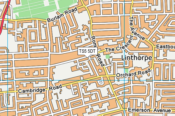 TS5 5DT map - OS VectorMap District (Ordnance Survey)