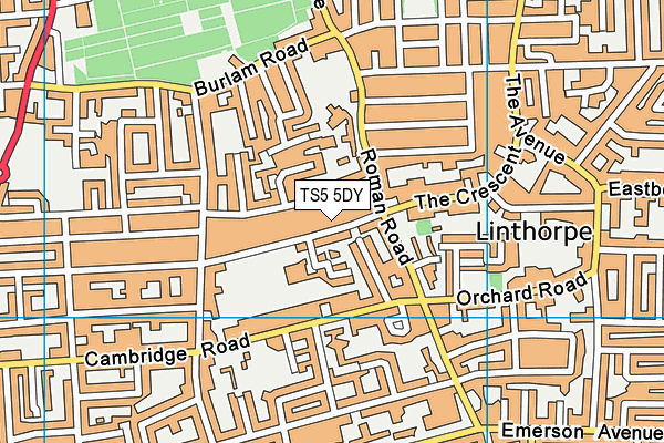 TS5 5DY map - OS VectorMap District (Ordnance Survey)