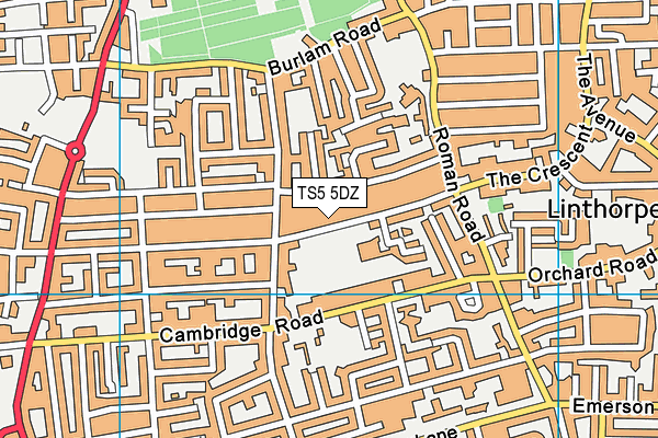 TS5 5DZ map - OS VectorMap District (Ordnance Survey)