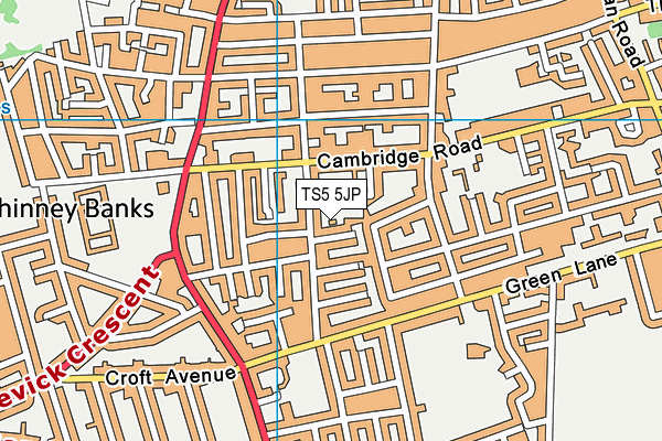 TS5 5JP map - OS VectorMap District (Ordnance Survey)