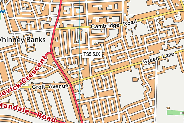 TS5 5JX map - OS VectorMap District (Ordnance Survey)