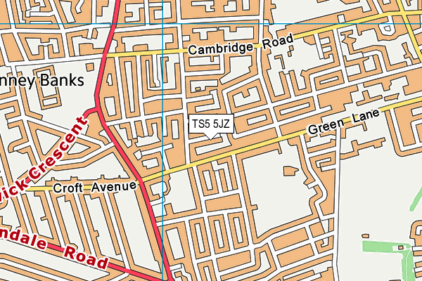 TS5 5JZ map - OS VectorMap District (Ordnance Survey)