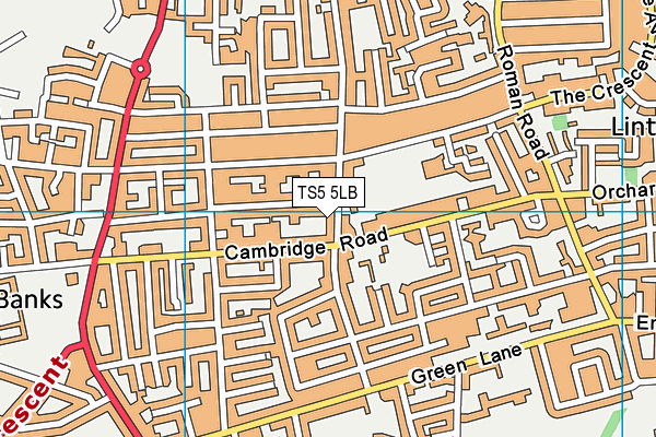TS5 5LB map - OS VectorMap District (Ordnance Survey)