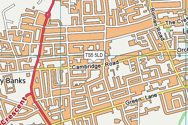 TS5 5LD map - OS VectorMap District (Ordnance Survey)