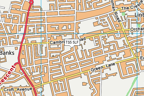 TS5 5LF map - OS VectorMap District (Ordnance Survey)
