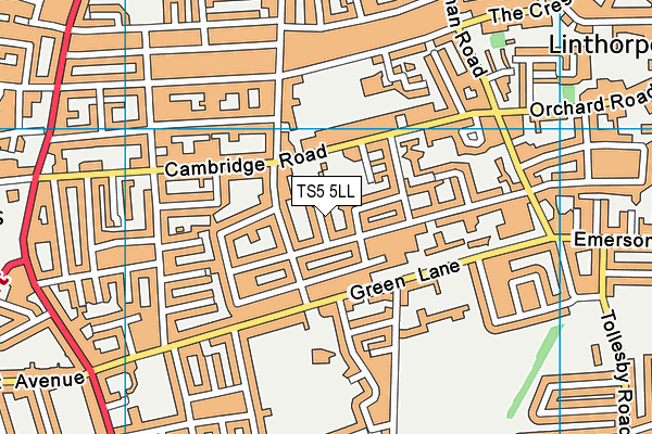 TS5 5LL map - OS VectorMap District (Ordnance Survey)