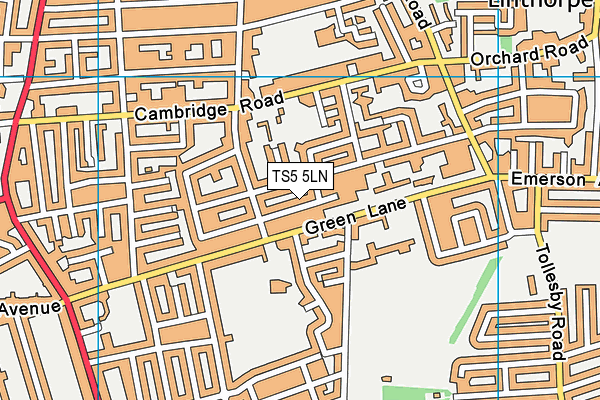 TS5 5LN map - OS VectorMap District (Ordnance Survey)