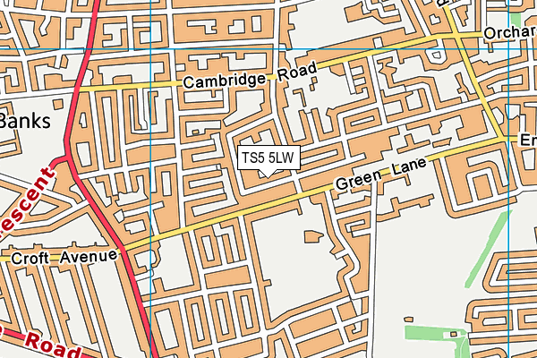 TS5 5LW map - OS VectorMap District (Ordnance Survey)