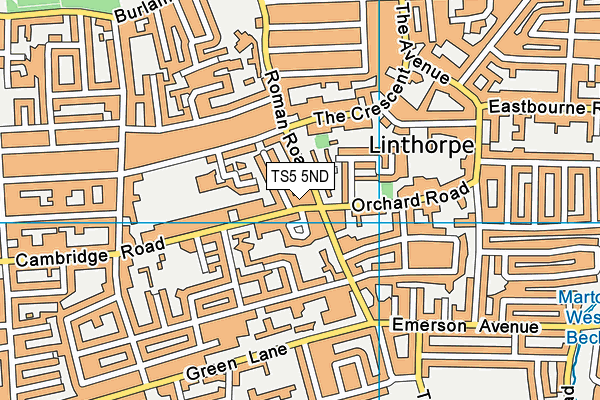 TS5 5ND map - OS VectorMap District (Ordnance Survey)