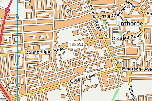 TS5 5NJ map - OS VectorMap District (Ordnance Survey)