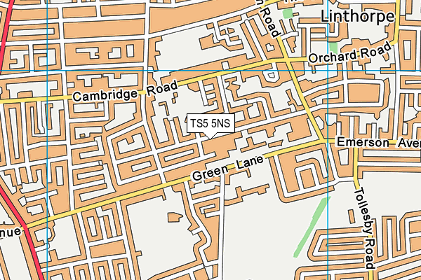 TS5 5NS map - OS VectorMap District (Ordnance Survey)