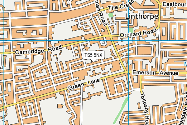 TS5 5NX map - OS VectorMap District (Ordnance Survey)