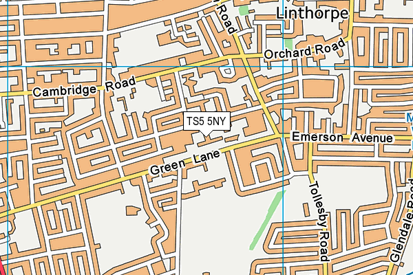 TS5 5NY map - OS VectorMap District (Ordnance Survey)