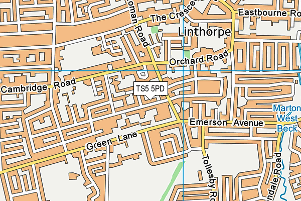 TS5 5PD map - OS VectorMap District (Ordnance Survey)