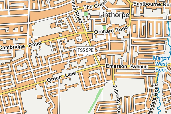 TS5 5PE map - OS VectorMap District (Ordnance Survey)