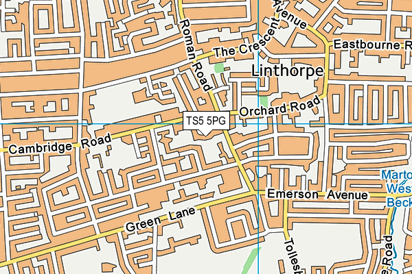 TS5 5PG map - OS VectorMap District (Ordnance Survey)