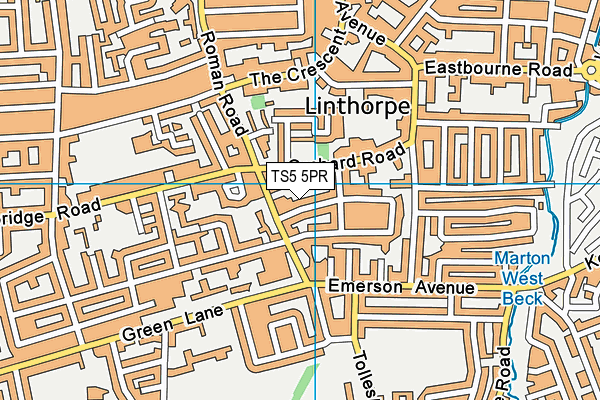 TS5 5PR map - OS VectorMap District (Ordnance Survey)