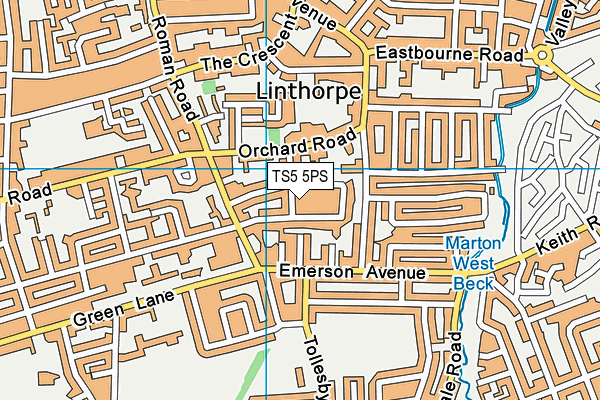TS5 5PS map - OS VectorMap District (Ordnance Survey)