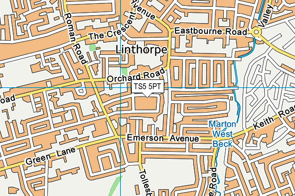 TS5 5PT map - OS VectorMap District (Ordnance Survey)