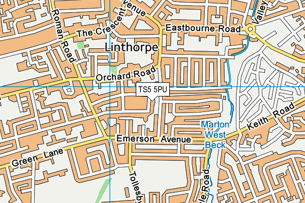 TS5 5PU map - OS VectorMap District (Ordnance Survey)