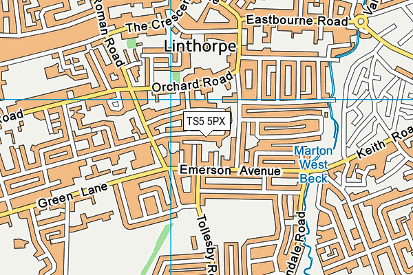 TS5 5PX map - OS VectorMap District (Ordnance Survey)