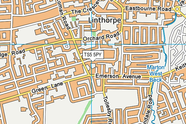 TS5 5PY map - OS VectorMap District (Ordnance Survey)