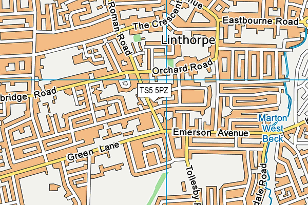 TS5 5PZ map - OS VectorMap District (Ordnance Survey)