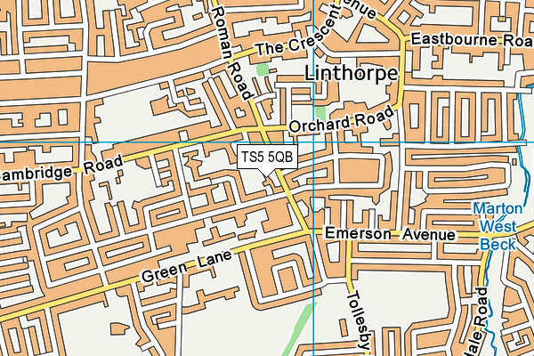 TS5 5QB map - OS VectorMap District (Ordnance Survey)