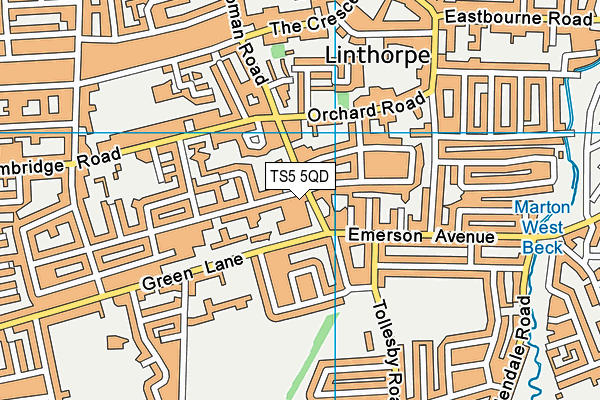 TS5 5QD map - OS VectorMap District (Ordnance Survey)