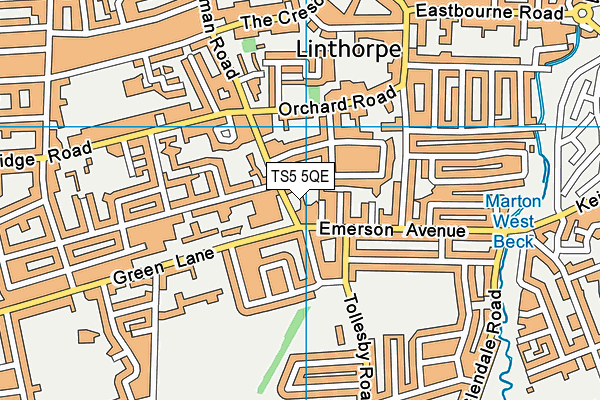 TS5 5QE map - OS VectorMap District (Ordnance Survey)
