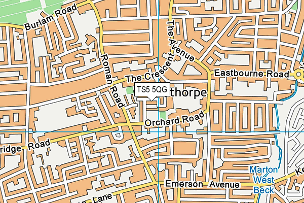 TS5 5QG map - OS VectorMap District (Ordnance Survey)