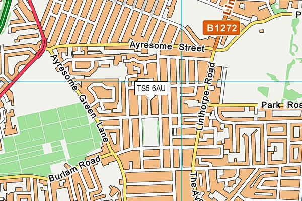 TS5 6AU map - OS VectorMap District (Ordnance Survey)