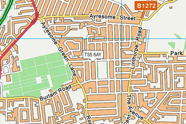TS5 6AY map - OS VectorMap District (Ordnance Survey)