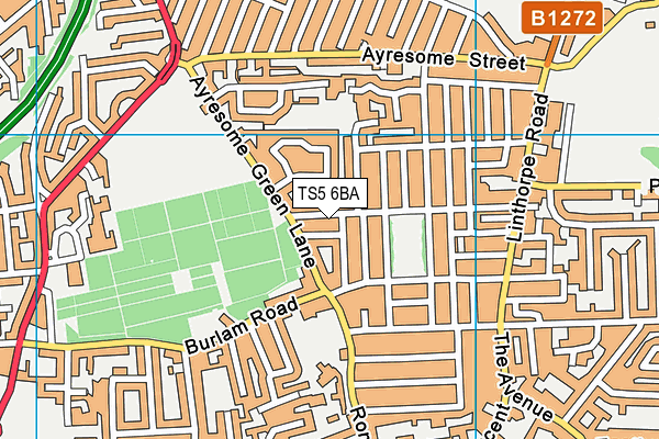 TS5 6BA map - OS VectorMap District (Ordnance Survey)