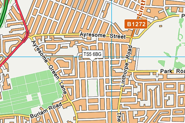 TS5 6BG map - OS VectorMap District (Ordnance Survey)