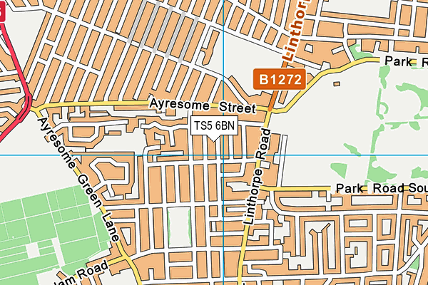 TS5 6BN map - OS VectorMap District (Ordnance Survey)
