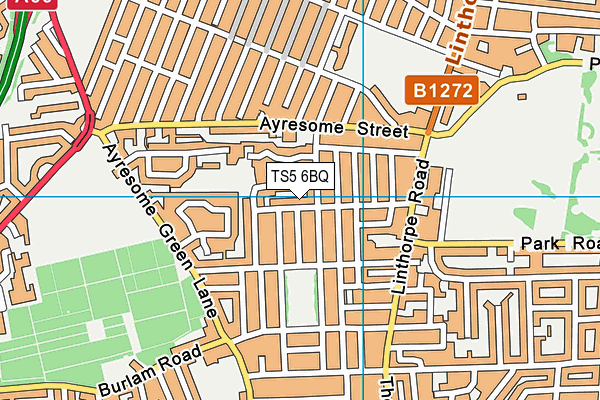 TS5 6BQ map - OS VectorMap District (Ordnance Survey)