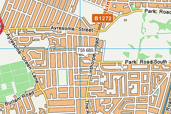 TS5 6BS map - OS VectorMap District (Ordnance Survey)