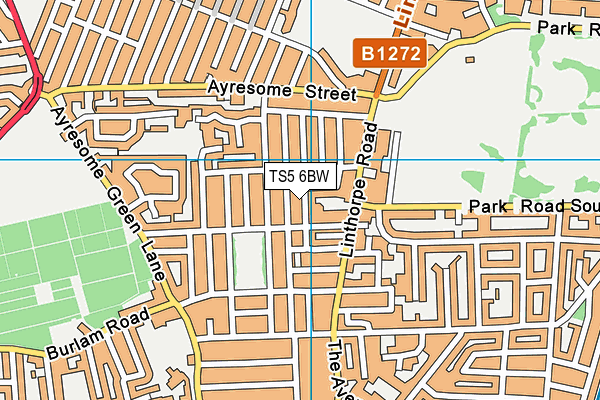 TS5 6BW map - OS VectorMap District (Ordnance Survey)