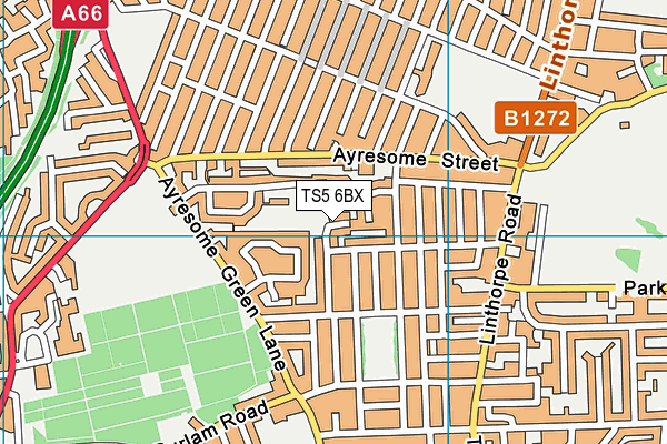 TS5 6BX map - OS VectorMap District (Ordnance Survey)