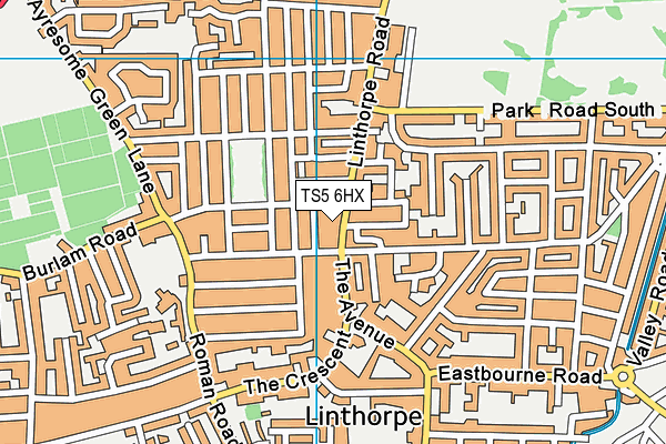 TS5 6HX map - OS VectorMap District (Ordnance Survey)